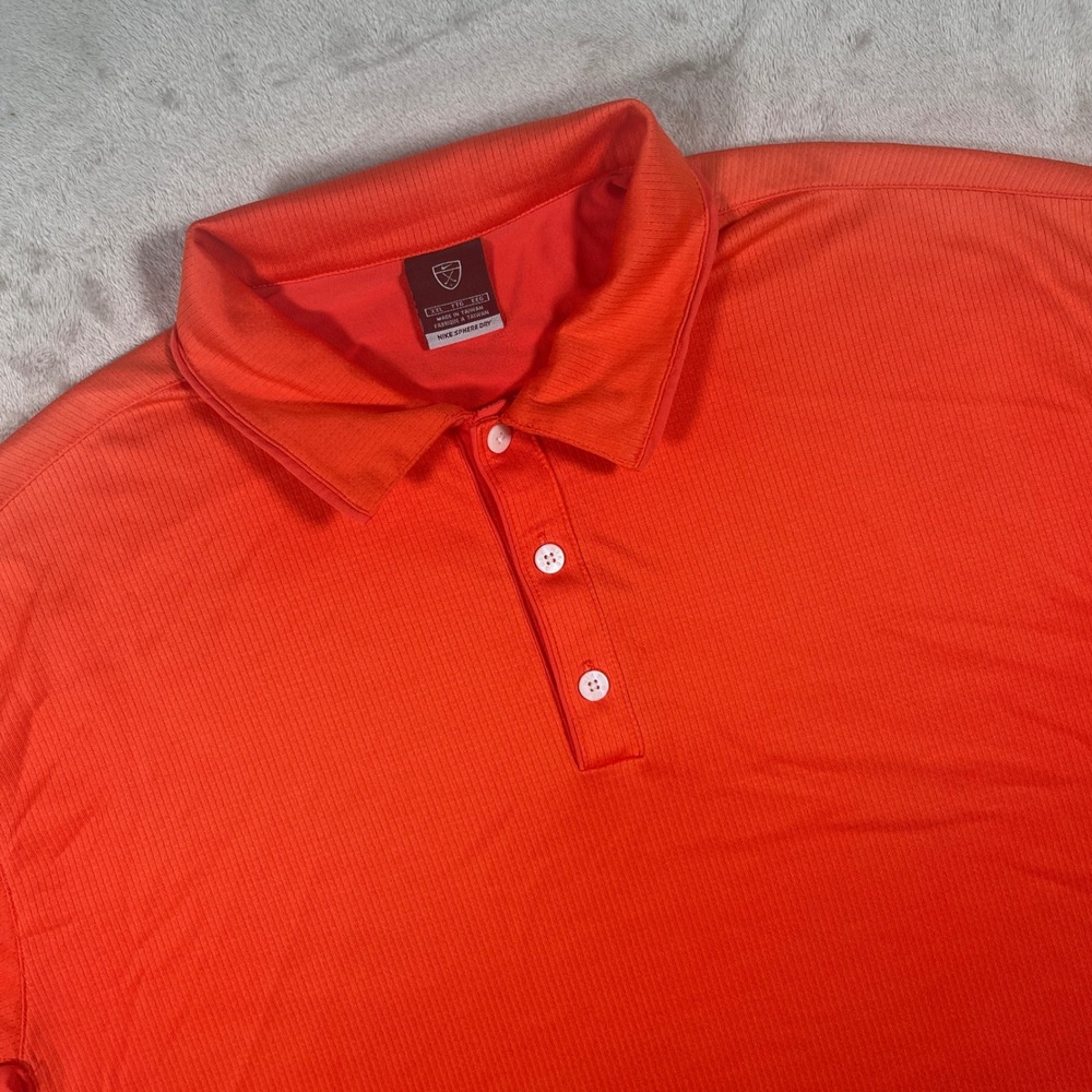 Nike Polo Shirt Sphere Dry Men XXL Orange Short Sleeve Textured Stripe Golf